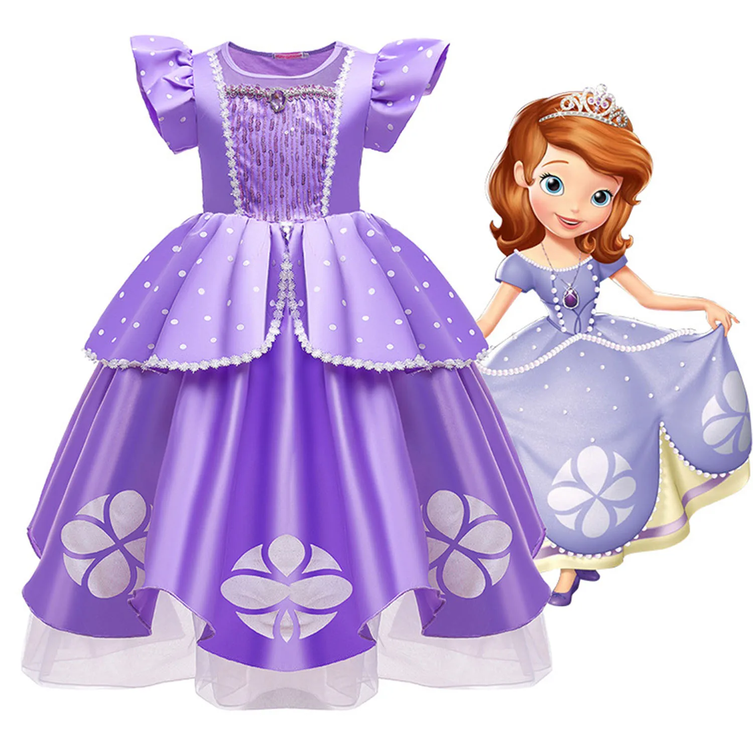 AmyStylish Little Girls Sofia the First Princess Sofia Birthday Party Cosplay Halloween Fancy Easter Dress