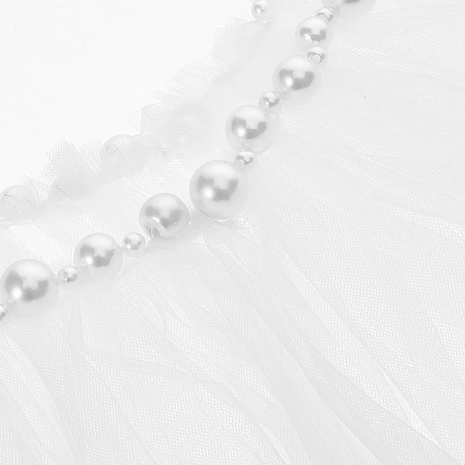 Bridal Imitation Pearl Tulle Shawl Wrap Sheer Wedding Cover Up Formal Gowns Shawl Fake Pearl Bridal Accessories for Bride