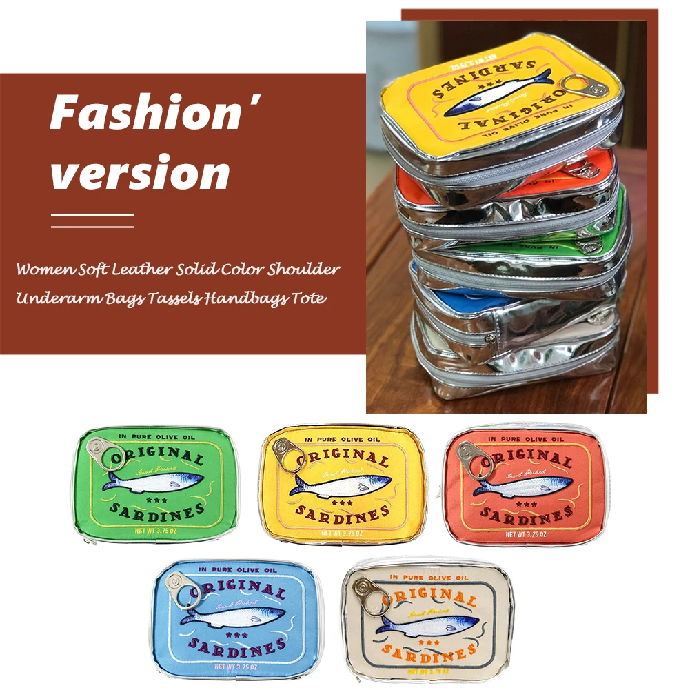 Canned Sardines Style Storage Bag Cute Bath Travel Bag Creative Portable Fashion Zipper Multi-function Soft for Weekend Vacation