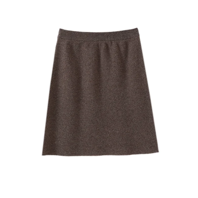 Autumn And Winter New 100% Pure Wool Hip Skirt Fashion Sexy Slim Skirt High Waist Cashmere Knit Skirt
