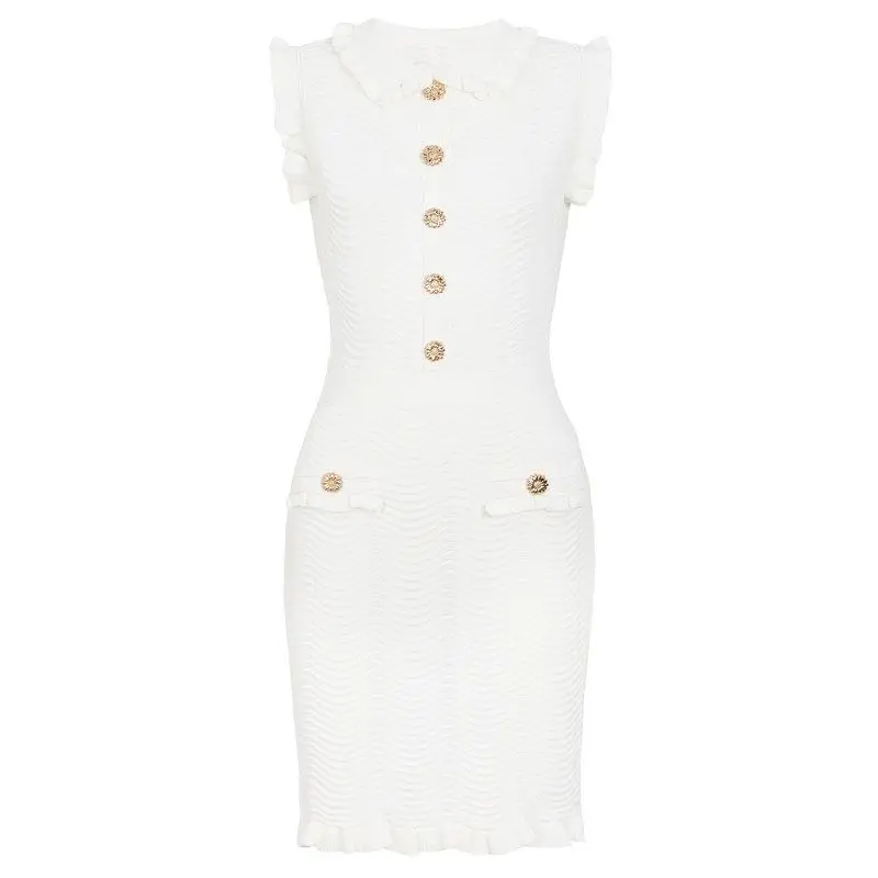 

High-Quality Slimming Fashionable Summer New Style Striped Sleeveless Collared Dress Elegant Knitted Mid-Waist Dress for Women