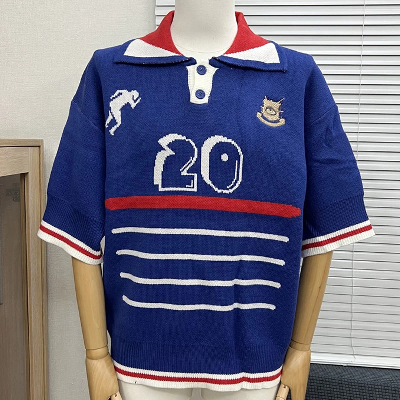 

Высококачественный свитер «Дом ошибок», мужской и женский повседневный пуловер с лацканами и вышивкой, вязаные свитера с половиной рукавов