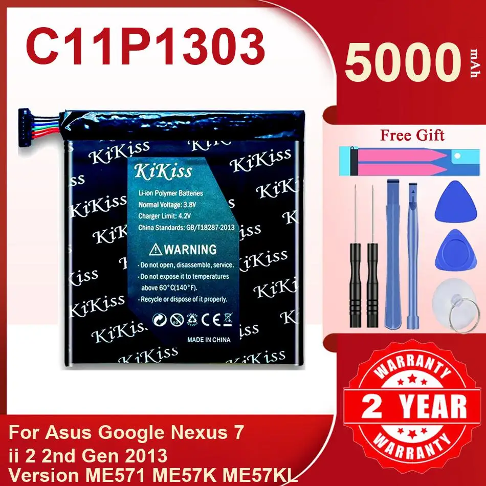 

Li-ion Polymer Tablet Battery C11P1303 For Asus Google Nexus 7 ii 2 2nd Gen 2013 Version ME571 ME57K ME57KL K009 K008
