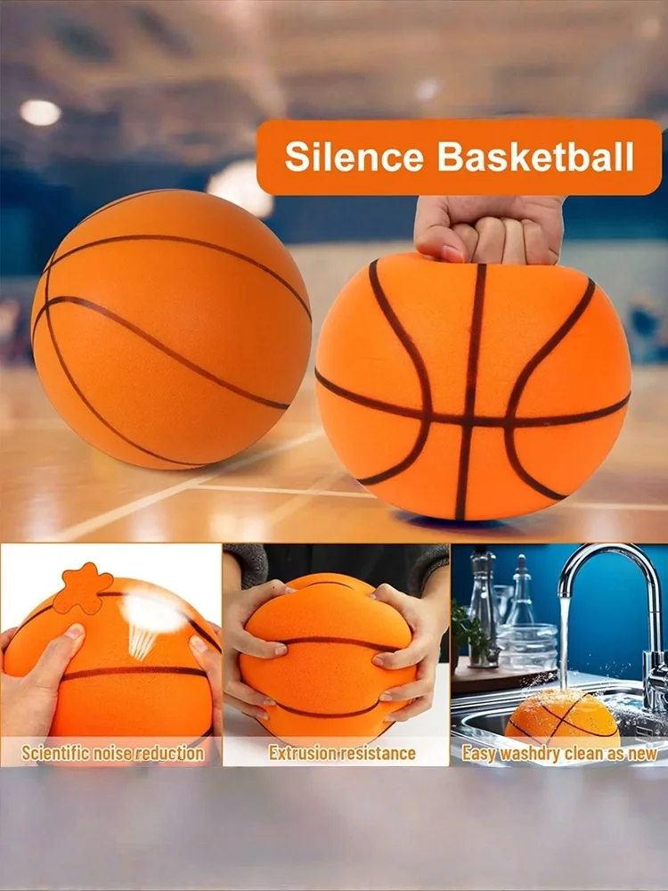 Silent Dribbling Basketball Indoor Foam Ball Size 3/5/7 High Bounce Noiseless Non-deforming For Home Training Practice