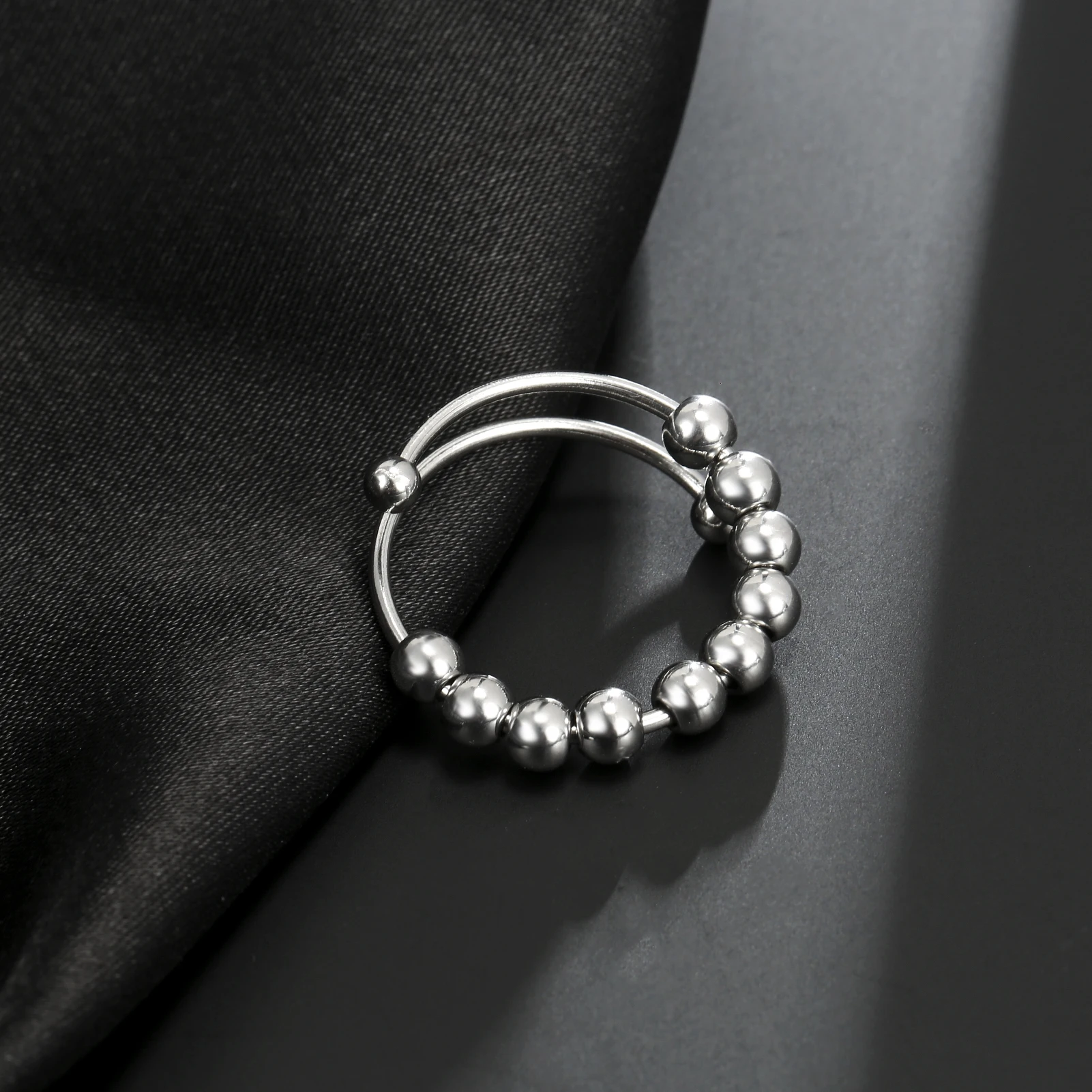 Edelstahl-Drehperlen-Angstlöseringe Offene Stressabbau-Fidget-Ringe für Frauen und Männer 2026 Modeschmuck Geburtstagsgeschenk – Detail 6