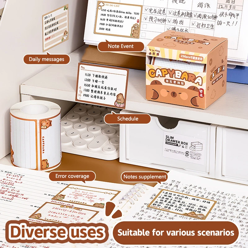 Colorido Pull-Out Sticky Notes, Multi-Funcional Alto Sticky Notes, Errado Sticky Notes, Decoração DIY Notebook, 256pcs
