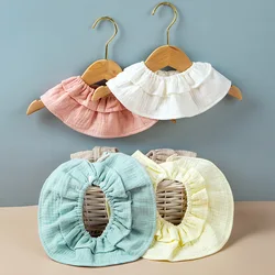 Bavoir d'alimentation en gaze de coton à volants pour bébé, serviette de salive en dentelle solide pour nourrissons, bavoir doux pour nouveau-né, bambin, garçons, filles