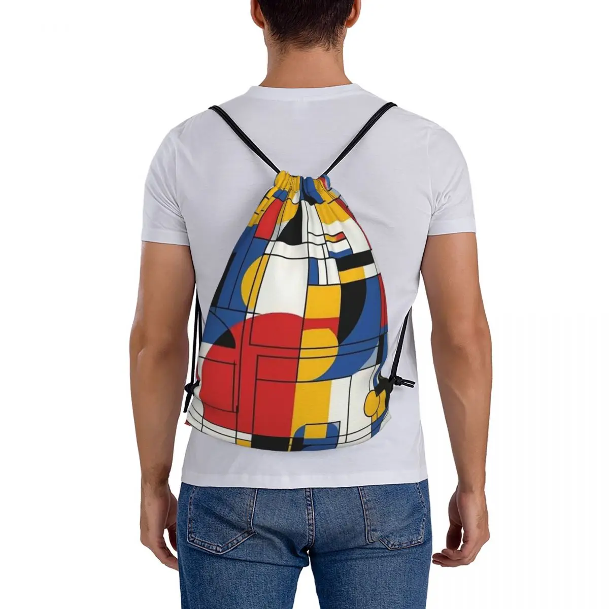 

Piet Mondrian Backpacks Multi-function Drawstring Bags Sports Bag Book Bags for Travel School