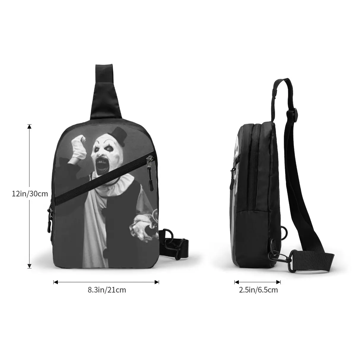 Sacs à bandoulière Terrifier pour hommes, sac à dos à bandoulière, sac à dos de poitrine de clown d'horreur, sac à dos de voyage et de randonnée, film d'Halloween, mode initiée