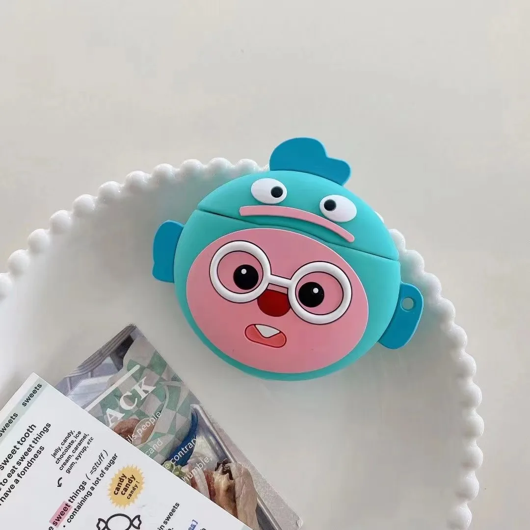 Capa protetora do fone de ouvido, óculos dos desenhos animados, peixe palhaço, Bluetooth, Earbuds Charging Box, Airpods Pro 1, 2, 3