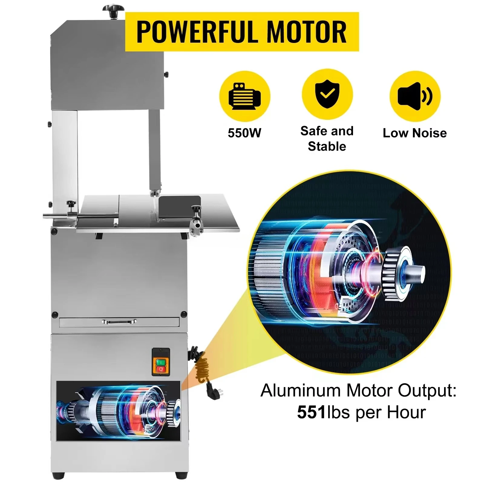 منشار اللحم التجاري 2 في 1 مفرمة اللحم الكهربائية آلة قطع العظام من الفولاذ المقاوم للصدأ