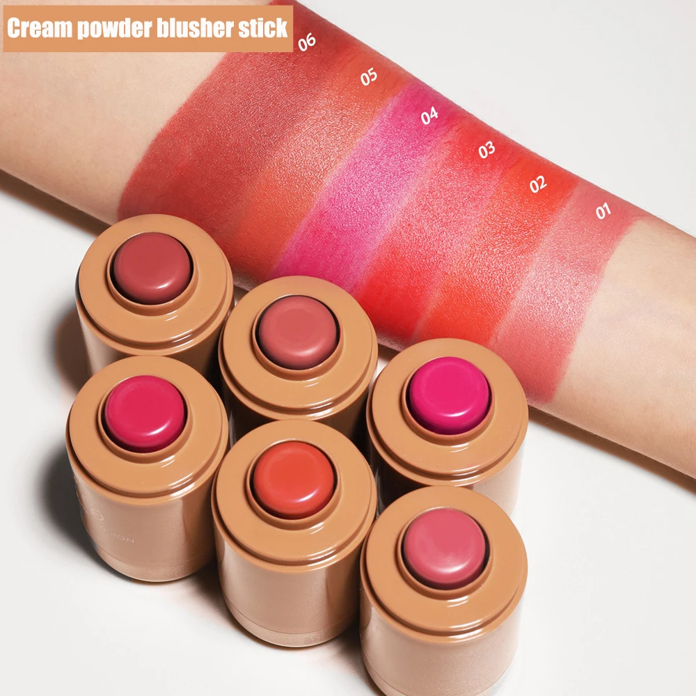 Tinta per il viso vegana a lunga durata ad alto pigmento Crema rossa Fard tascabile impermeabile Fard per guance Make up Blush Stick