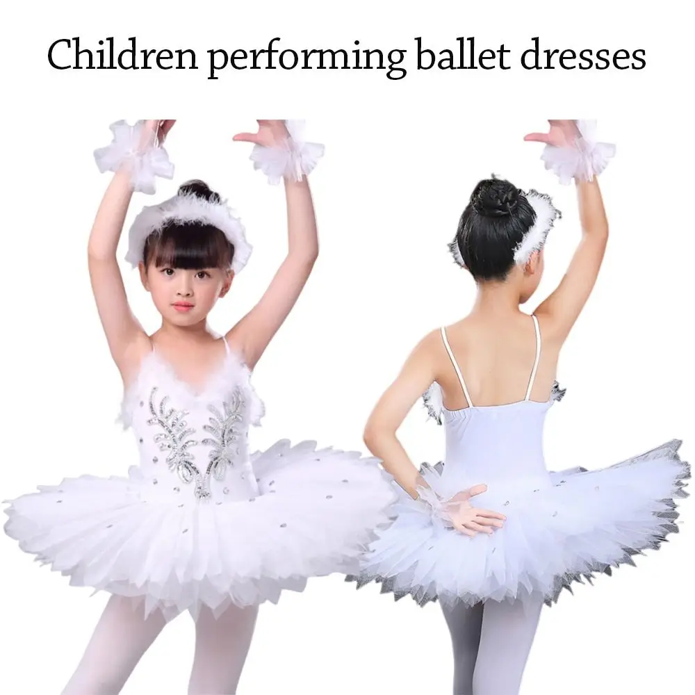 Abito da balletto per bambini con paillettes alla moda, moderno tutù di balletto gonfio, abito da festa, abiti da spettacolo per bambini