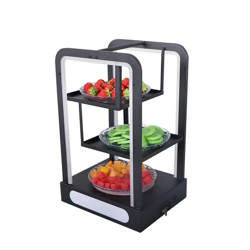 Bar KTV Luminous Fruit Plate Rack LED Creative Luminous Snack Plate Wrought Iron Rectangular Three-Layer Fruit Platter