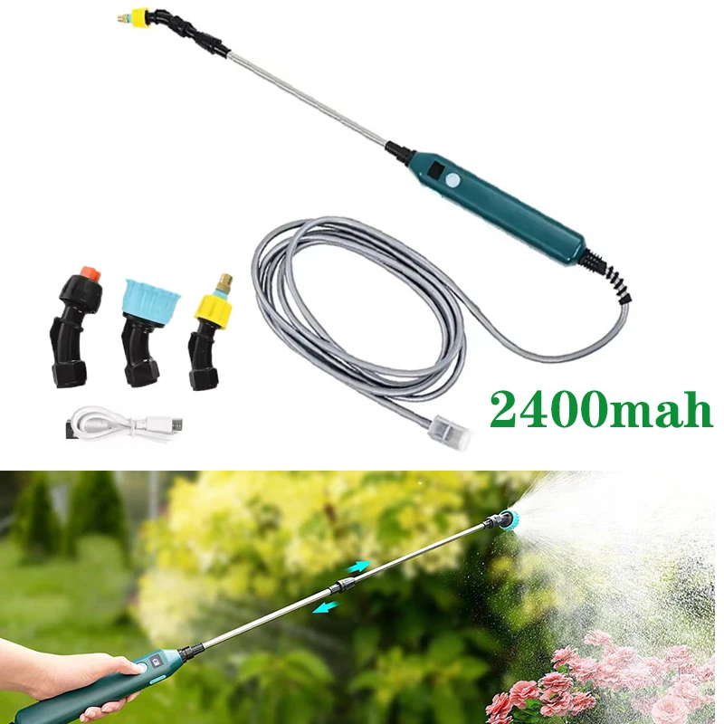 

Портативный электрический распылитель-шланг 2400 мАч, телескопическая насадка для полива растений и газонов, инструмент для орошения сада