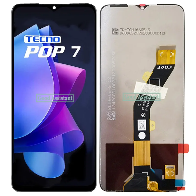 6.6 بوصة أسود لـ Tecno Pop 7 Pop7 BF6 BF7 شاشة LCD تعمل باللمس محول الأرقام لوحة الجمعية استبدال/مع الإطار