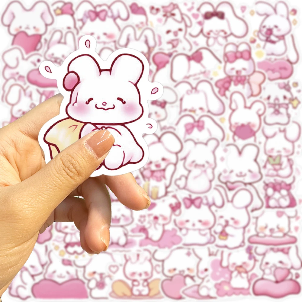 10/30/50 Stuks Kawaii Roze Konijn Stickers Decoratie Decals Diy Laptop Notebook Telefoon Bagage Auto Gitaar Kids Cartoon Sticker Speelgoed