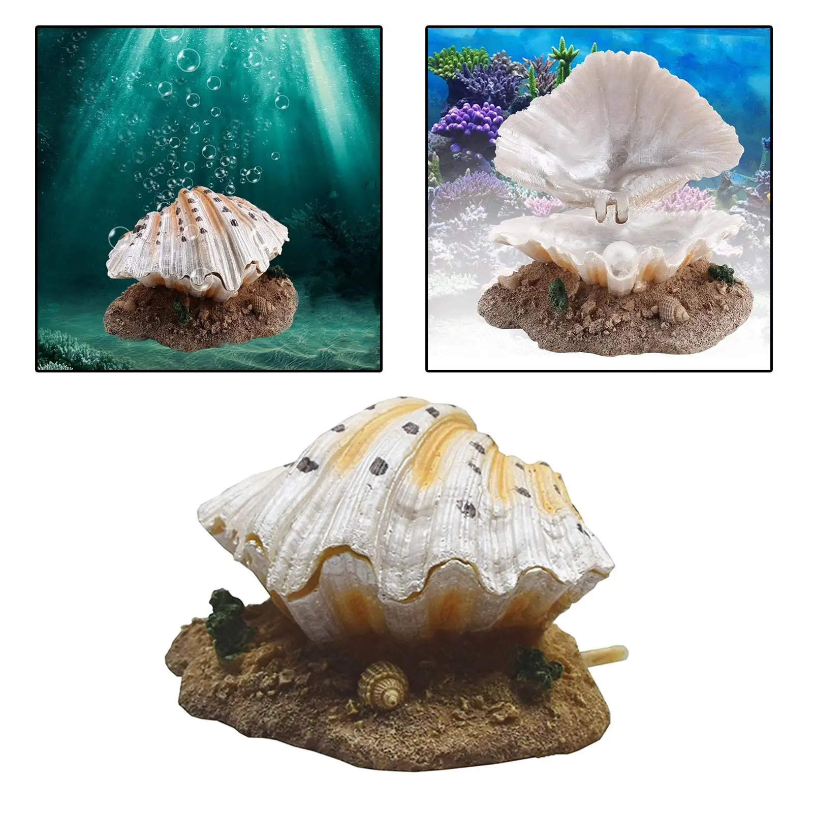 Resin Artificial Aquarium Shell Clam Pearl Decoration Stone Ornament Gift