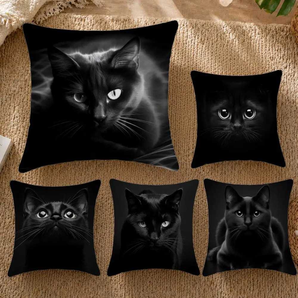 

Cute BBlack Cat Cute Kittyes 4Pcs set Cushion Cover Cushion Cover Pillowcase Decorative Sofa Bed Home Decor 50x50 45x45 40x40