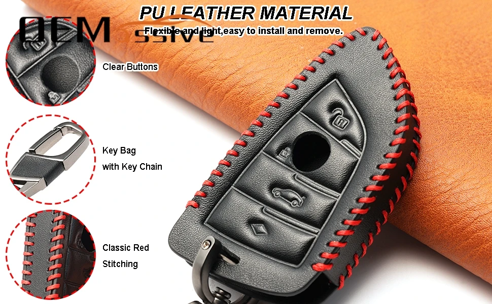 

Car Key PU Leather Case Cover Holder Shell 4 Button For BMW X5 X5M F15 X6M X6 F16 X7 G07 M5 F90 X2 F39 X3 G01 G02 2017 2018 2019