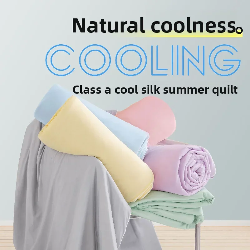 Air Condition Comforter for Summer Pure Color Ice Silk Cooling Blanket Lightweight and Smooth Twin/King Size Cold Quilt