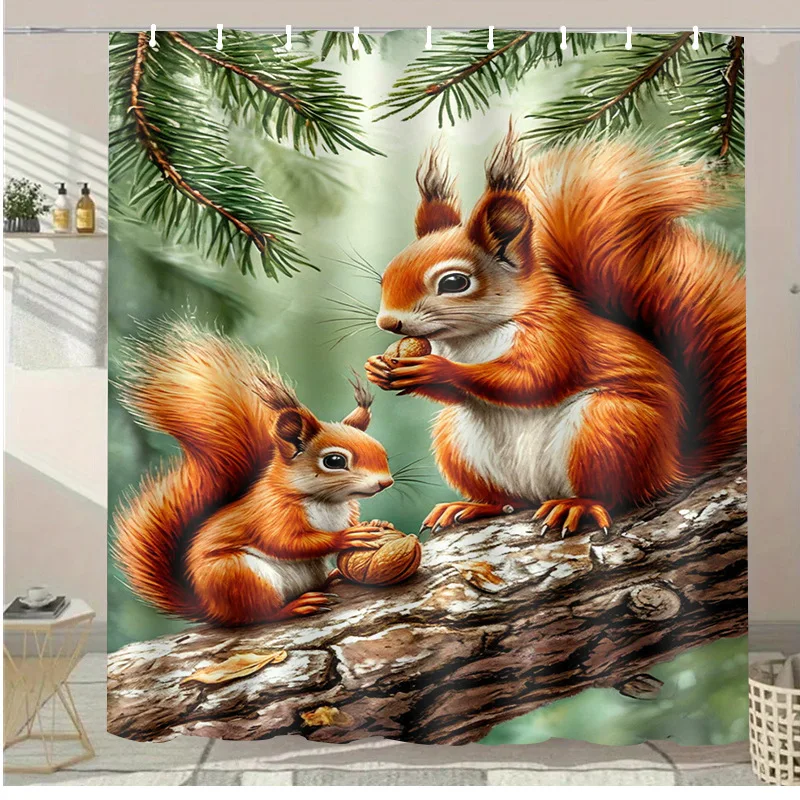 

Белка на ветке моющаяся грязеотталкивающая занавеска для душа насадка для душа водонепроницаемая полиэстеровая занавеска для ванны для домашнего декора