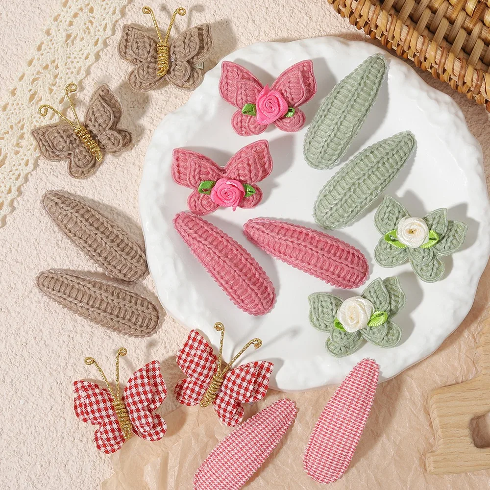

4pcs/set Girls' Hair Clip,cute ,Sweet Knitted Bow Handmade Hair Clip,suitable for Children , Babies To Wear As Daily Decoration