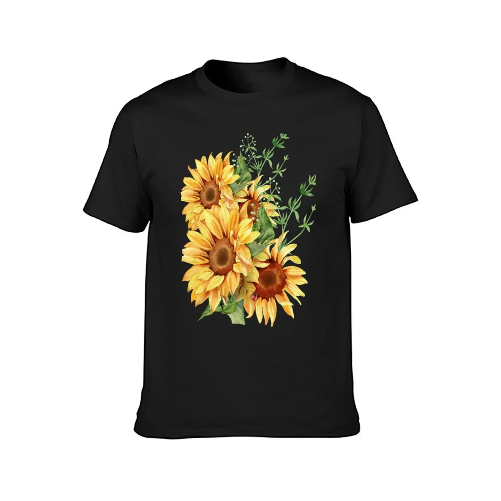 ladybug, sunflowers T-Shirt for a boy vintage clothes cute tops t shirt men