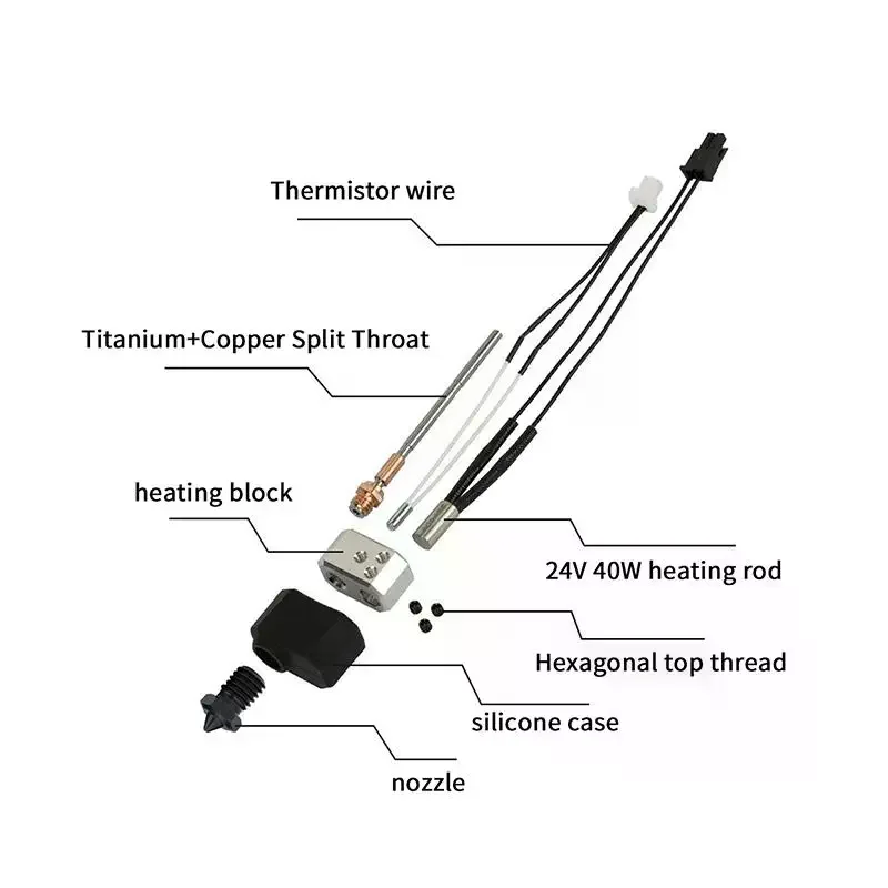 

For Prusa I3 MK4 Hot End Extruder Print Head Kit Heater Cartridge Heating Block Hardened Steel Nozzle For Prusa I3 MK4