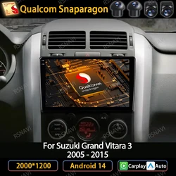 Android 14 Car Radio For Suzuki Grand Vitara 3 2005 - 2015 Carplay Auto Multimedia Stereo Video Player Navigation GPS 4G WIFI BT