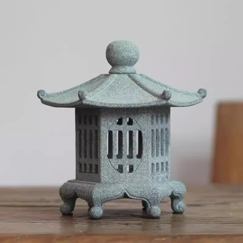 Hexagonal bluestone lantern home tea room study exquisite stone carving decorative ornament