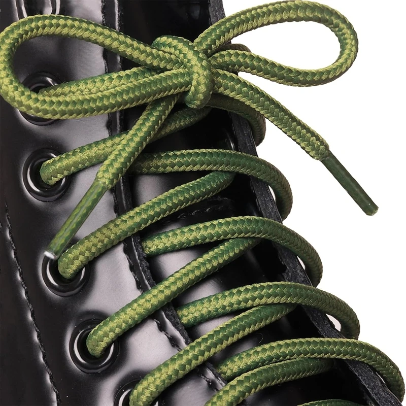1 Pair Round Braided Thick Boot Shoelaces Heavy‑Duty Replacement Shoe Laces Rope Laces for Martin Boots Work Shoes Combat Boots