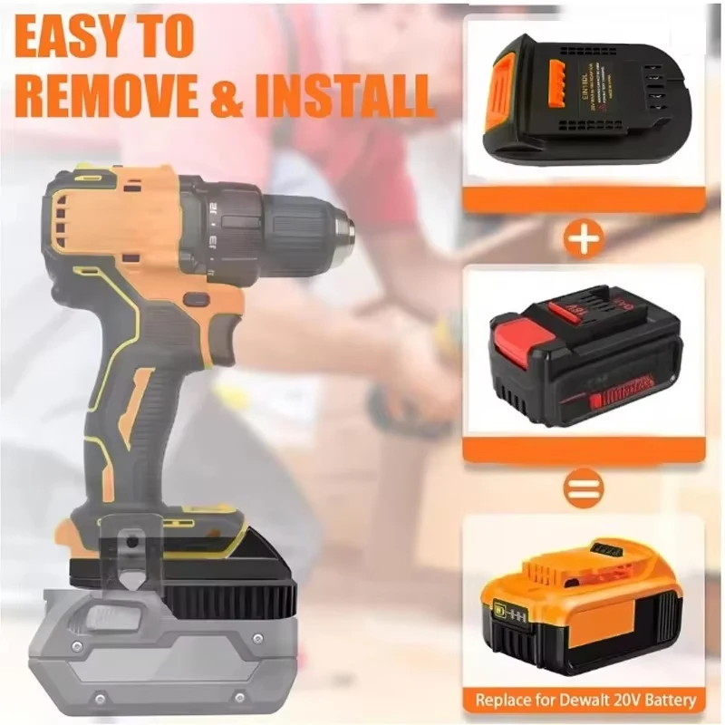 

Адаптер для аккумулятора Einhell, преобразователь литий-ионного аккумулятора 18 В в электрическую дрель Dewalt 20 В, преобразователь аксессуаров для электроинструментов