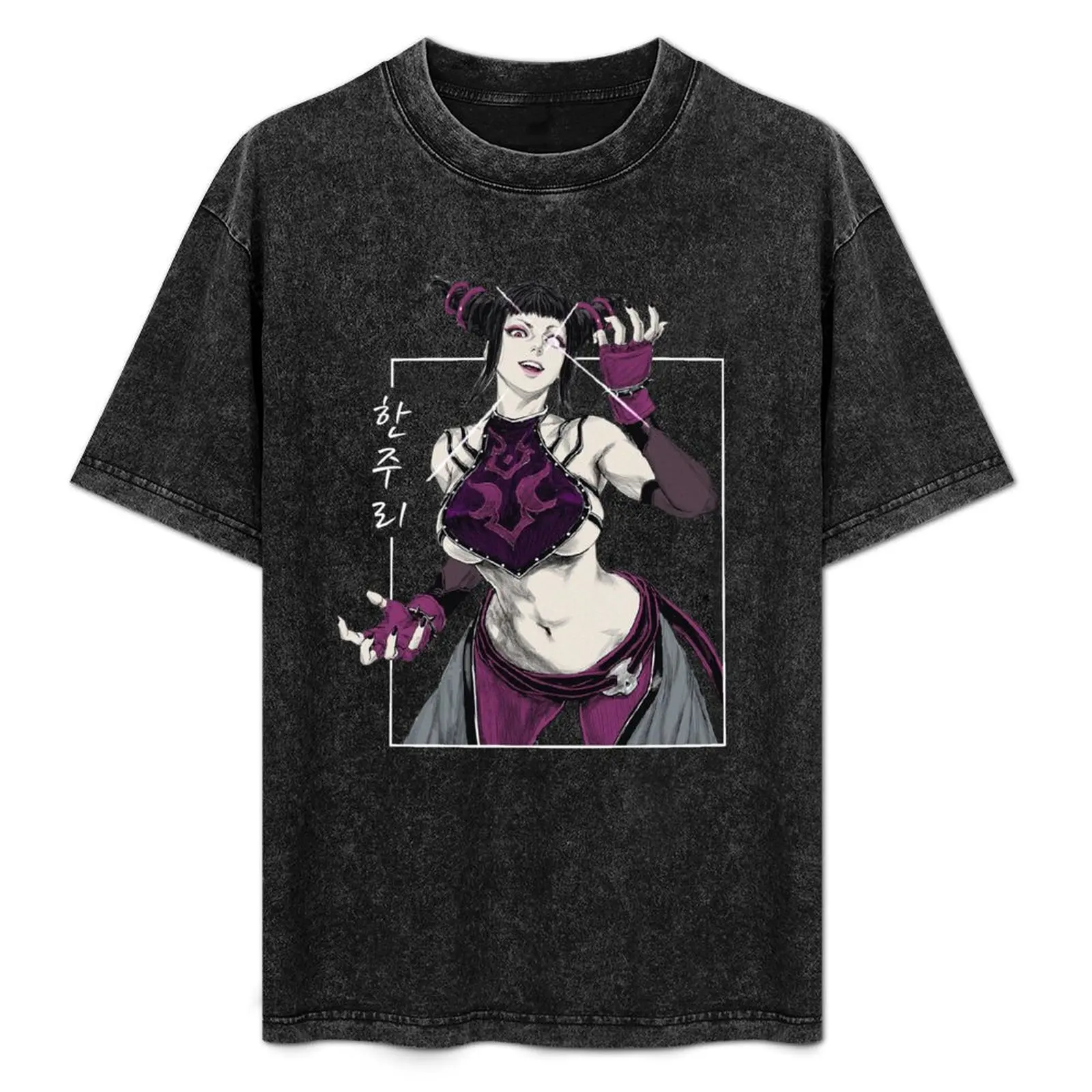 

Juri Han street fighter T-Shirt Vintage Print Crew Neck Tee