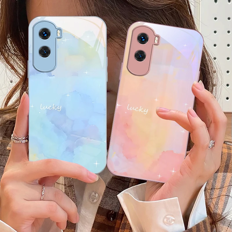

Watercolor Blending For Honor 200 90 8X 9X Pro Lite P50 P40 Nova 10 11i P60 Magic4 6 Mate 20 50 Tempered Glass Phone Case