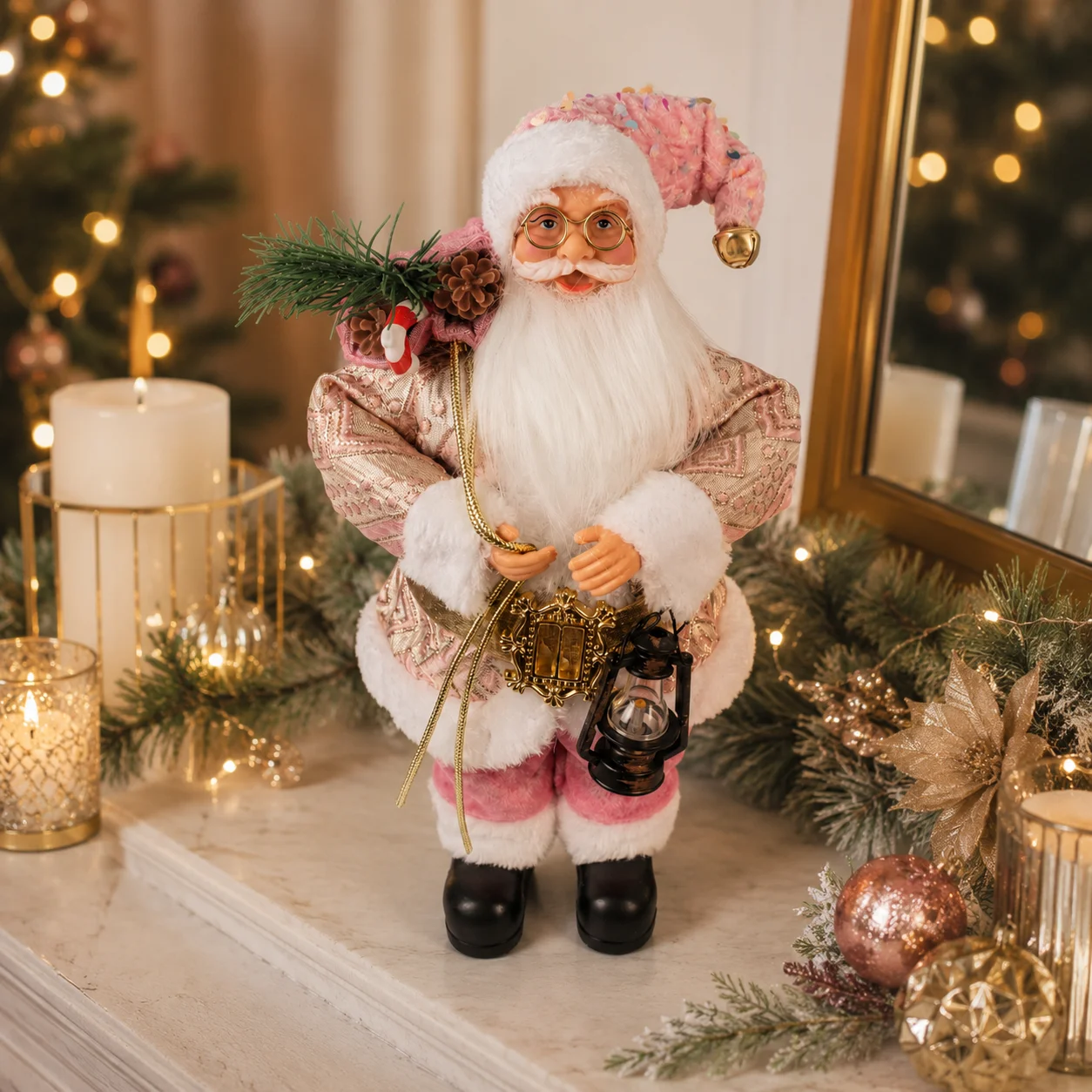 Figurine Père Noël 30 cm avec Lanterne – Décoration – photo 5