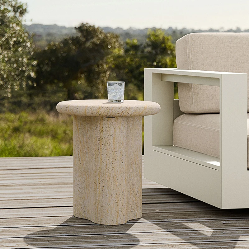 modern round side table travertine coffee table living room furniture
