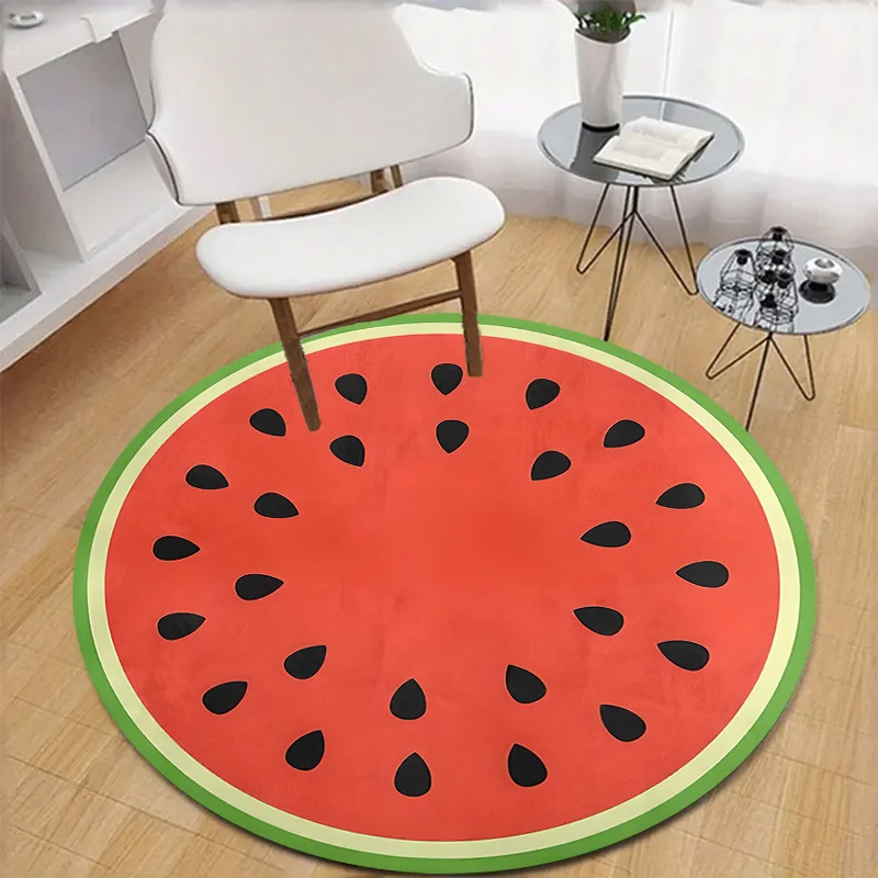 

1 шт. круглый коврик с арбузом, полиэфирная ткань, можно стирать в машине, подходит для спальни, гостиной, офиса