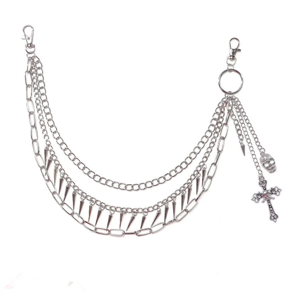 

Personality Metal Skull Waist Chain Hip Hop Multi-layer Punk Belt Chain Gothic Harajuku Tassel Jeans Chain Jeans Decoration