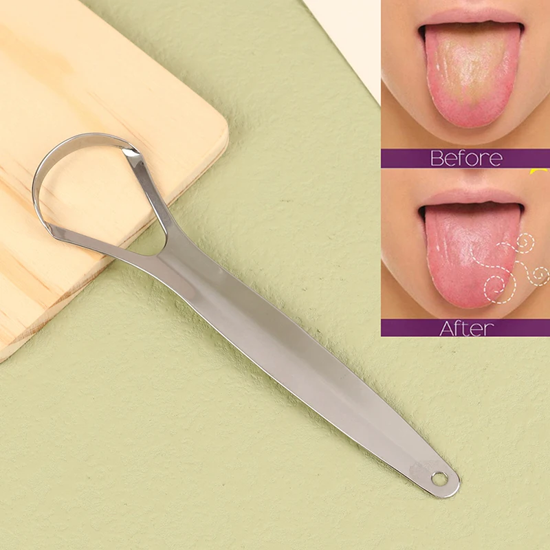 Surgical Grade Stainless Steel Tongue Scraper Cleaner For Adults Bad Breath Elimination Dental Kit
