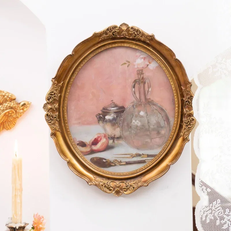 Vintage European-style Imitation Copper Photo Frame with Exquisite Relief Wall Decoration Perfect for Artistic Luxurious Home