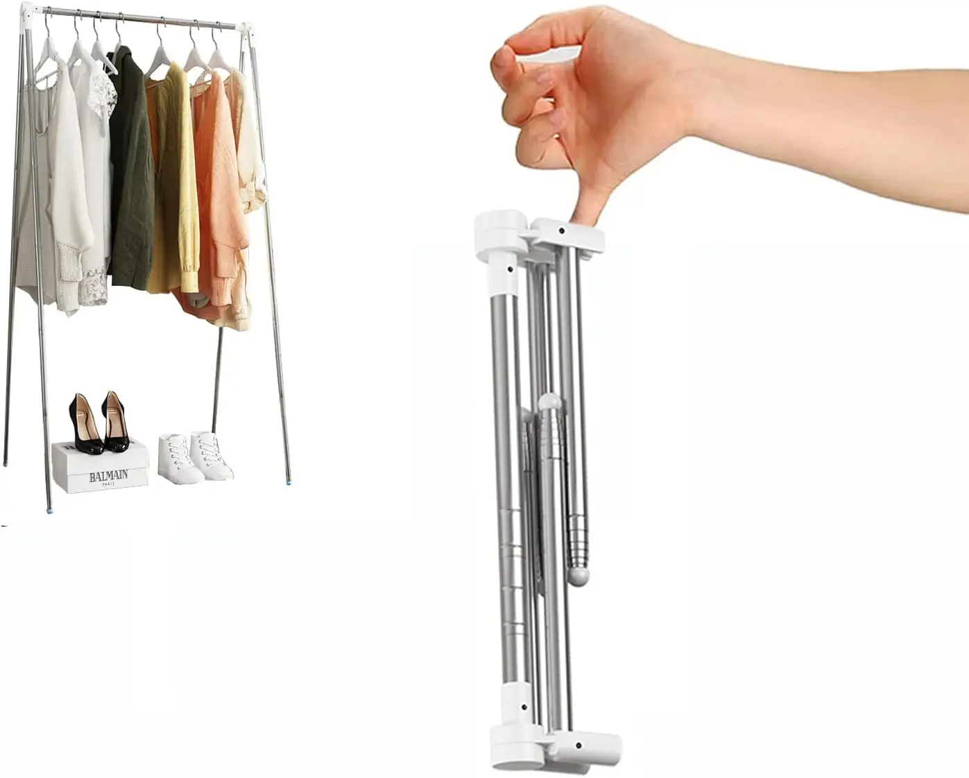 Portable travel clothes hanger, foldable camping drying RV, indoor and outdoor floor standing mini clothes hanger