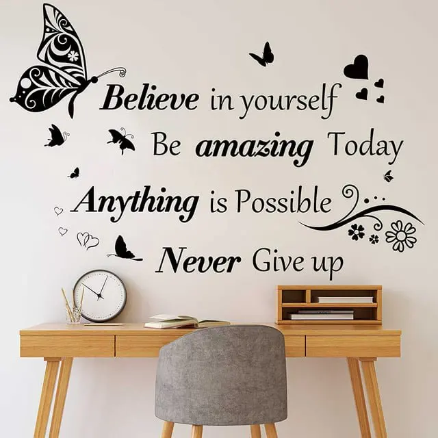 

Inspirational Quotes Wall Decals Wall Stickers Positive Butterfly Sticker Peel and Stick Bedroom Family Office Wall Art Decor