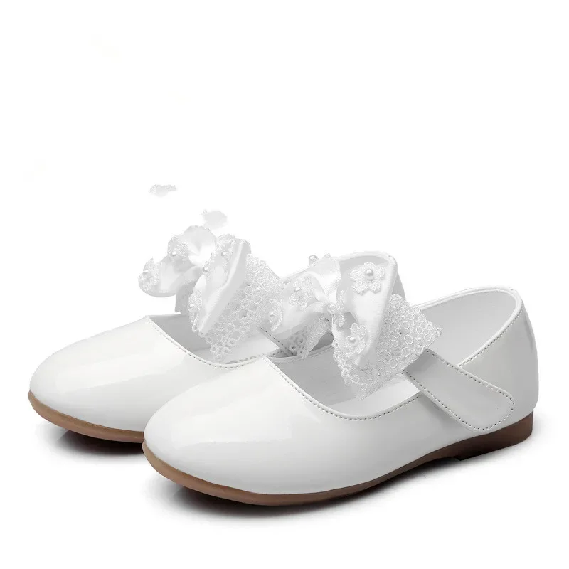 Baby Girls Shoes Kids Wedding Party Shoes Little Girls Patent Leather Shoes Flower Princess Shoes for Dance Red White Black