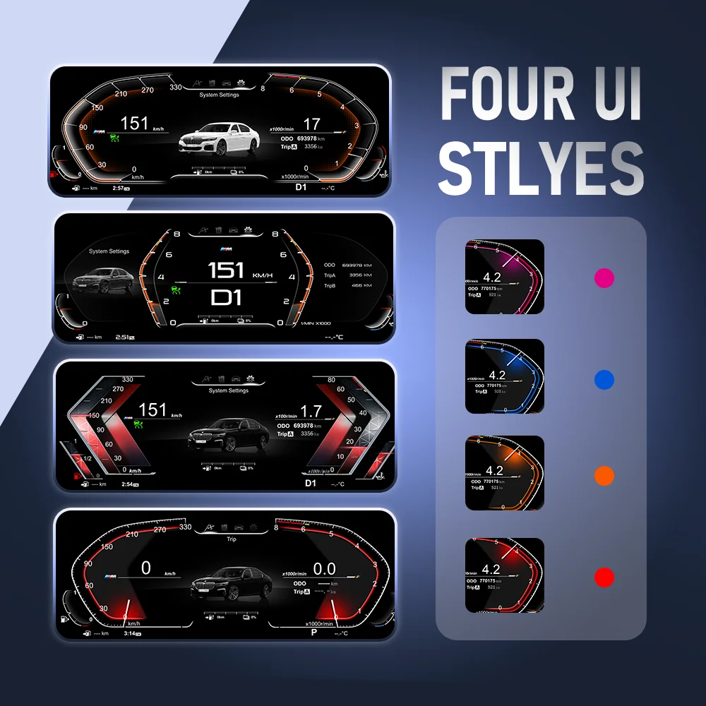 BONROAD 1920*720P LCD لوحة القيادة الرقمية لوحة العنقودية لسيارات BMW 5 Series E60 E61 عداد السرعة التلقائي Virtuele قمرة القيادة Voor