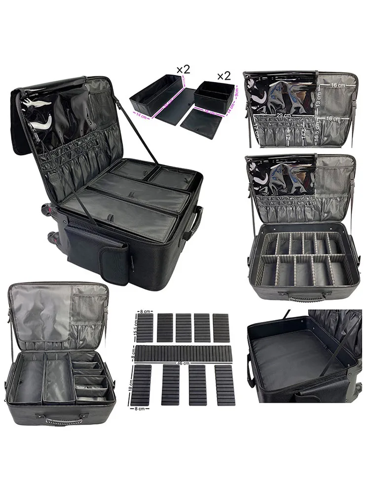 Customized Makeup Suitcase Large Capacity Storage Trolley Case,Multi-layer Cosmetics Case,Professional Beauty Manicure Tool Box