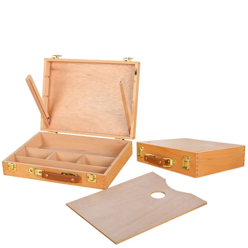 

Multifunctional portable oil painting box Wooden desktop oil painting box Easel storage box Wooden