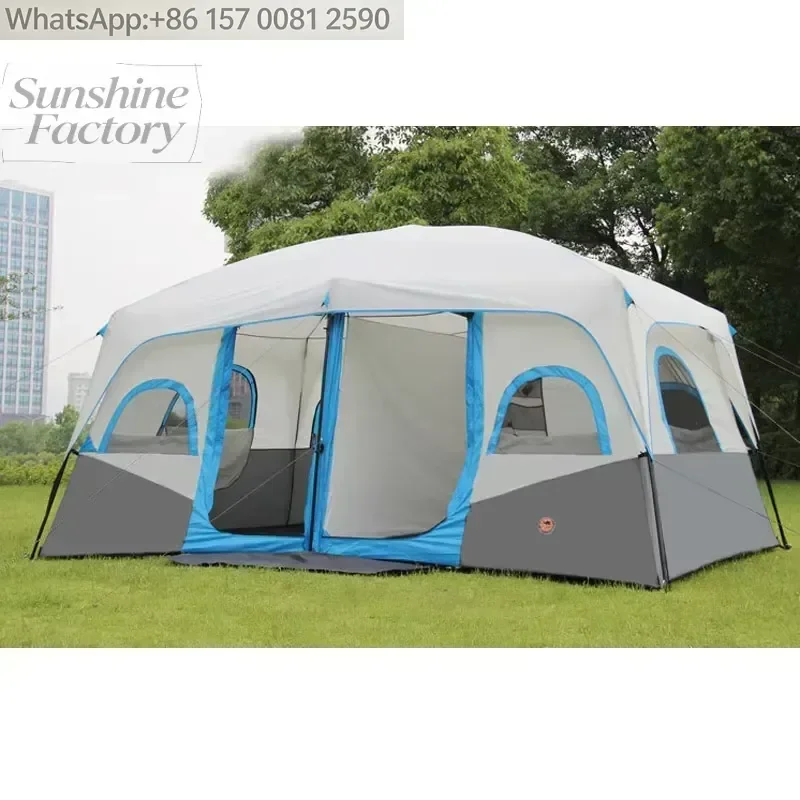 Hot Sale Outdoor 5-12 Persons Beach Camping Tent Oxford Cloth Two-bedroom Family Camping Tent