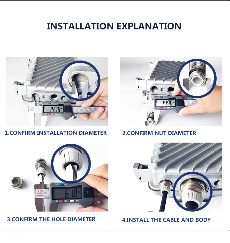 Connecteur de glande de câble étanche IP68 en acier inoxydable 304, câble métrique M6 M8 M10 M12 M14 M16 M18 pour câble de 3 à 6.5mm 4 à 8mm