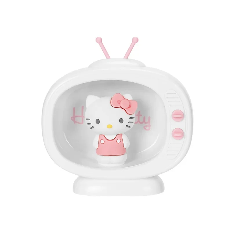 Mini prawdziwa lampka nocna Sanrio Kawaii Mini telewizor Hello Kitty lampka do spania dekoracje Anime zabawki dzieci prezenty dla dziewczynek